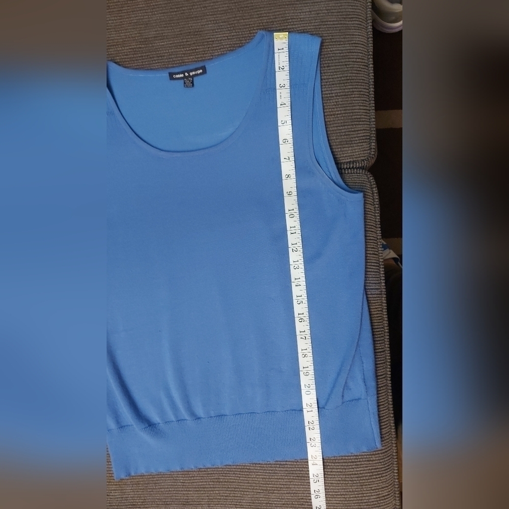 Cable & Gauge Knit Sweater Vest XL Blue Sleeveless Top - Picture 6 of 7